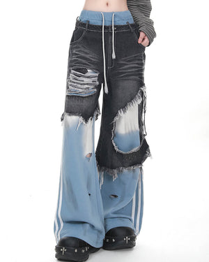 VILZSTUDIOS Layered effect jeans with distressed design