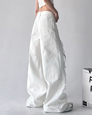 VILZSTUDIOS Ripped lace wide-leg jeans from VILZSTUDIOS