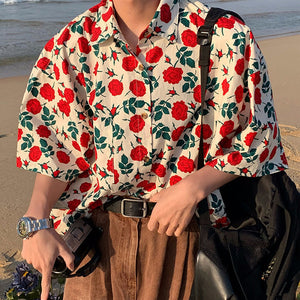 VILZSTUDIOS Rose embroidery relaxed fit shirt from VILZSTUDIOS