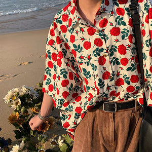 VILZSTUDIOS Rose embroidery relaxed fit shirt from VILZSTUDIOS