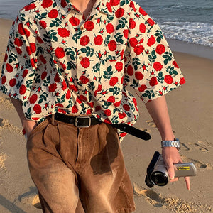 VILZSTUDIOS Rose embroidery relaxed fit shirt from VILZSTUDIOS