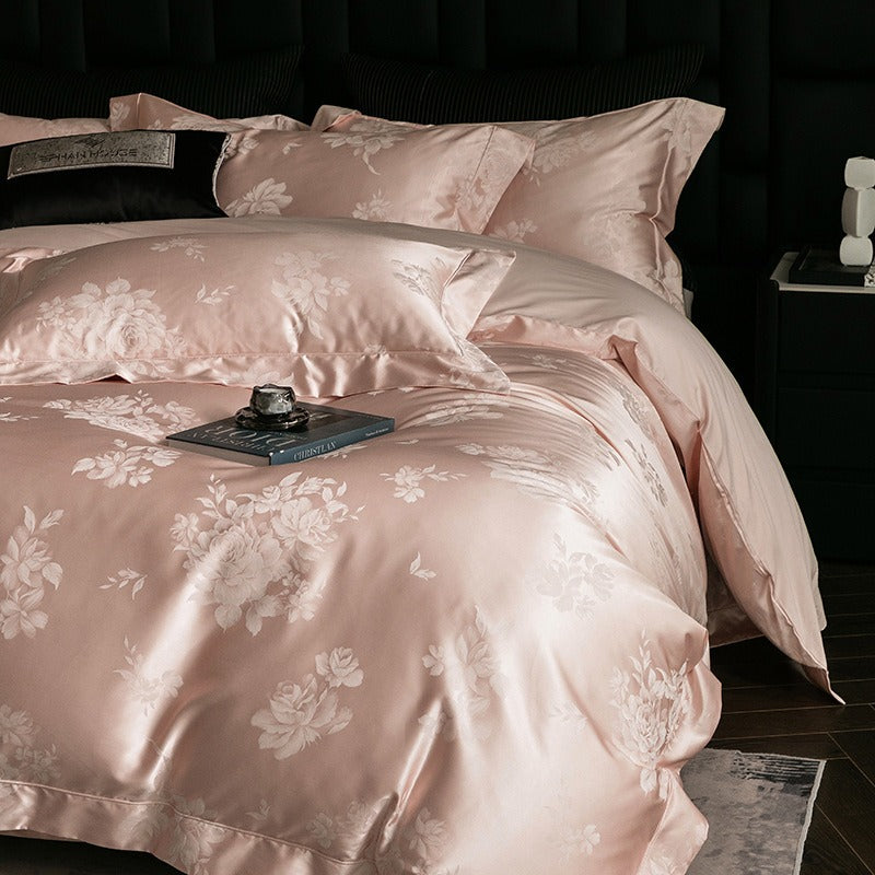 Rose Jacquard Satin Bedding Set