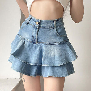 VILZSTUDIOS Ruffled denim skirt from VILZSTUDIOS