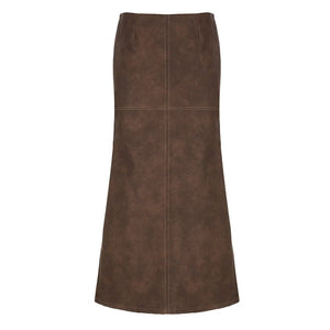 VILZSTUDIOS Rustic Cowgirl Leather Maxi Skirt