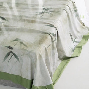 VILZSTUDIOS sage green bamboo leaf watercolor cooling sleep mat with wide green border