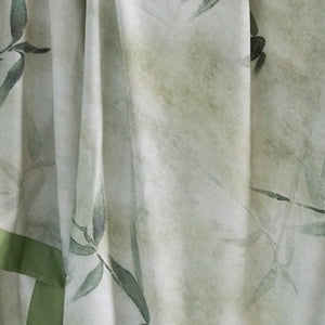 VILZSTUDIOS sage green bamboo leaf watercolor cooling sleep mat with wide green border