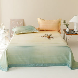 VILZSTUDIOS sage green bamboo leaf watercolor cooling sleep mat with wide green border