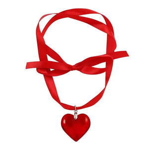 VILZSTUDIOS Stylish satin heart ribbon necklace