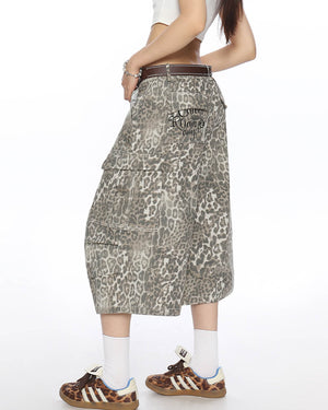 VILZSTUDIOS Leopard print cargo shorts for streetwear fashion