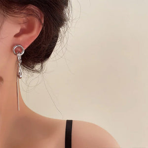 VILZSTUDIOS Sculpted chain drop earrings with teardrop charm