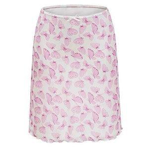 VILZSTUDIOS Sheer butterfly print Y2K skirt with ruffled hem