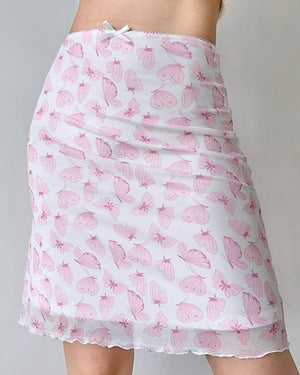 VILZSTUDIOS Sheer butterfly print Y2K skirt with ruffled hem