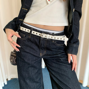 VILZSTUDIOS black silver star studded buckle belt