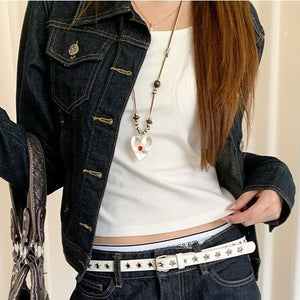 VILZSTUDIOS black silver star studded buckle belt