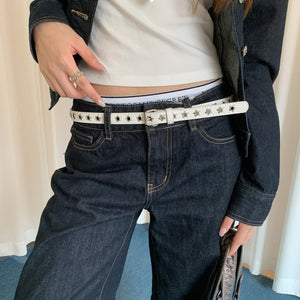 VILZSTUDIOS black silver star studded buckle belt