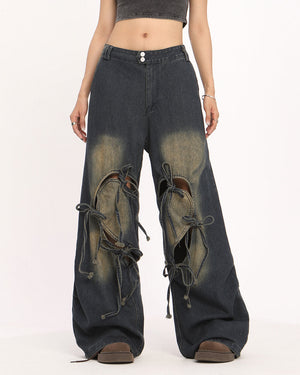 VILZSTUDIOS Wide leg skater jeans with heart cutouts