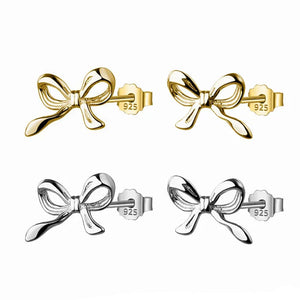 VILZSTUDIOS Minimalist bow stud earrings in sterling silver