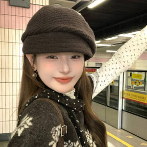 VILZSTUDIOS grey slouchy knit newsboy cap