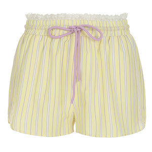 VILZSTUDIOS Soft Pastel Striped Ruffle Waist Shorts product image