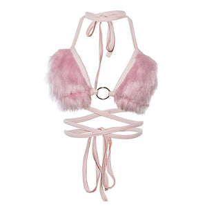 VILZSTUDIOS Soft pink plush bra top for women
