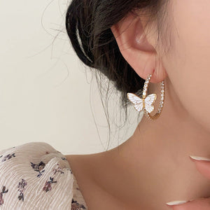 VILZSTUDIOS Sparkling hoop earrings with butterfly design