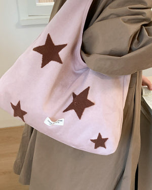 VILZSTUDIOS Stylish canvas tote bag with star patch design