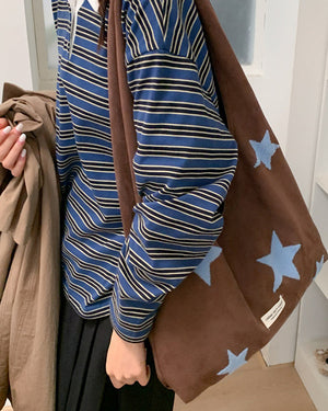 VILZSTUDIOS Stylish canvas tote bag with star patch design