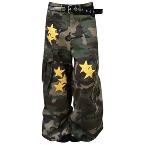 VILZSTUDIOS Camo cargo pants with star embroidery