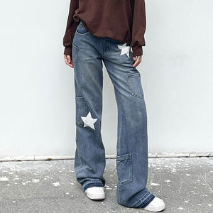VILZSTUDIOS Star print retro-style jeans for streetwear fashion