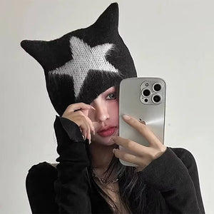 VILZSTUDIOS Stylish star print cat ear hat