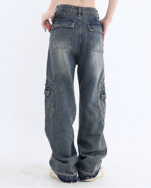 VILZSTUDIOS Baggy jeans with cargo pockets and zip-fly closure