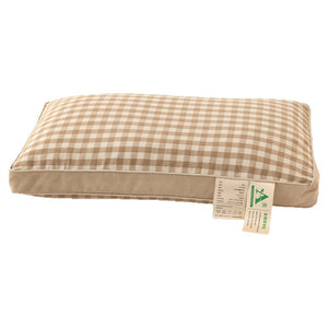 VILZSTUDIOS Tan striped, denim blue striped, or tan gingham bed pillow with matching piping