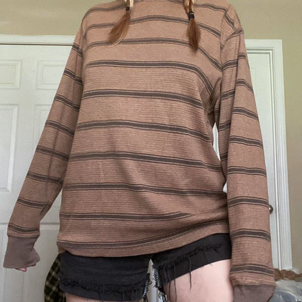 VILZSTUDIOS Striped textured longsleeve top from VILZSTUDIOS