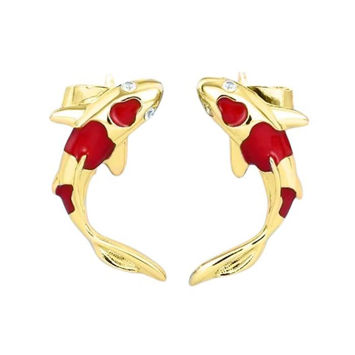 VILZSTUDIOS Stylish stud earrings featuring koi fish design