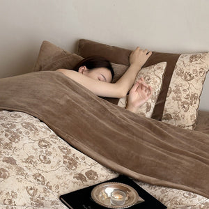 VILZSTUDIOS taupe and cream rose jacquard velvet duvet cover set with broad solid border