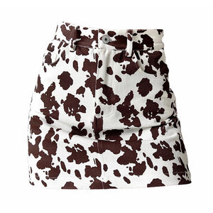 VILZSTUDIOS Cow print denim skirt for teens