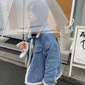 VILZSTUDIOS Textured sherpa lined denim jacket