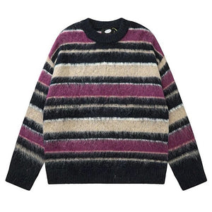 VILZSTUDIOS Textured striped oversized sweater for casual fashion