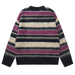 VILZSTUDIOS Textured striped oversized sweater for casual fashion