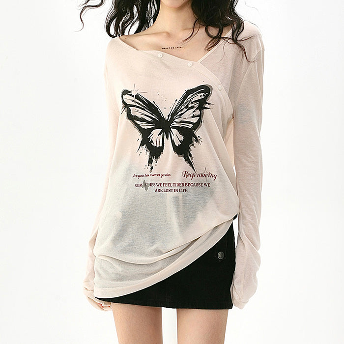 VILZSTUDIOS Elegant butterfly print top for stylish outfits