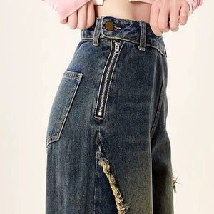 VILZSTUDIOS Trendy butterfly flared denim jeans for streetwear fashion