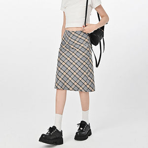 VILZSTUDIOS Fashionable midi skirt with plaid design