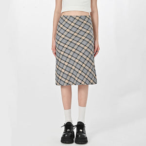 VILZSTUDIOS Fashionable midi skirt with plaid design