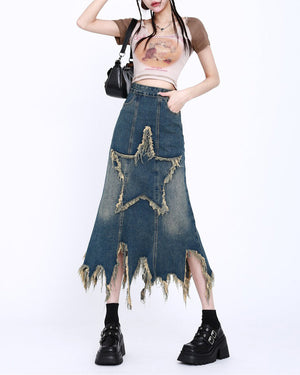VILZSTUDIOS Trendy long denim skirt from VILZSTUDIOS