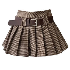 VILZSTUDIOS Trendy plaid belted mini skirt from VILZSTUDIOS