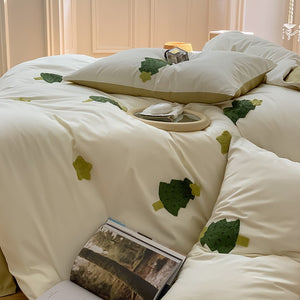 VILZSTUDIOS two-tone cotton duvet cover set with raised cartoon motifs and a neutral reverse