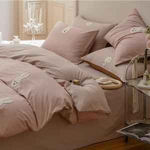 VILZSTUDIOS two-tone cotton duvet cover set with raised cartoon motifs and a neutral reverse