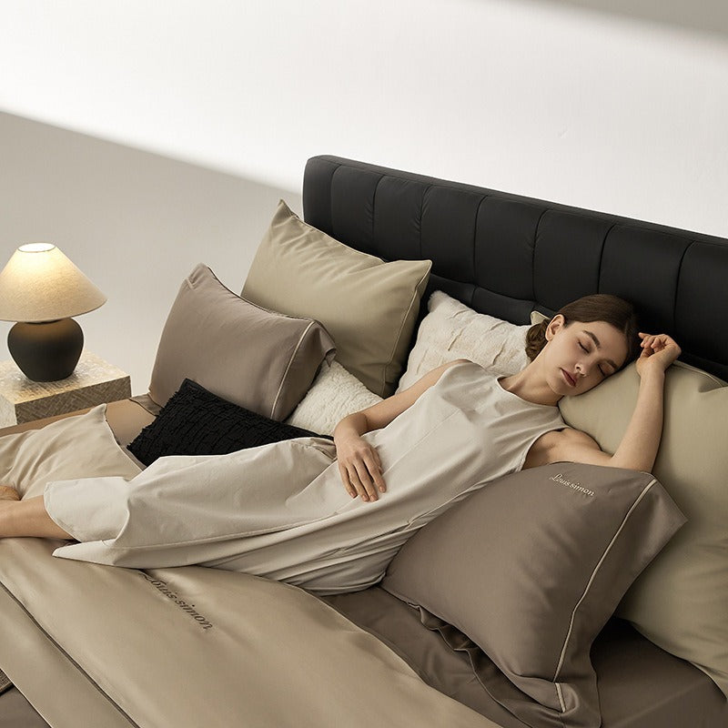 Two-Tone Embroidered Duvet Cover Set
