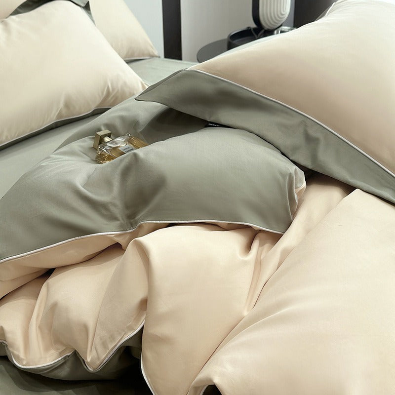 Two-Tone Piped Duvet Cover Set