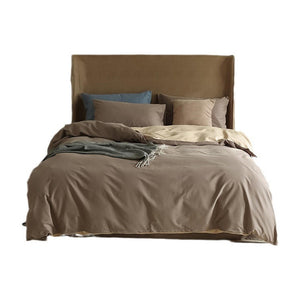 VILZSTUDIOS two-tone solid-color reversible bed sheet with neat edge stitching